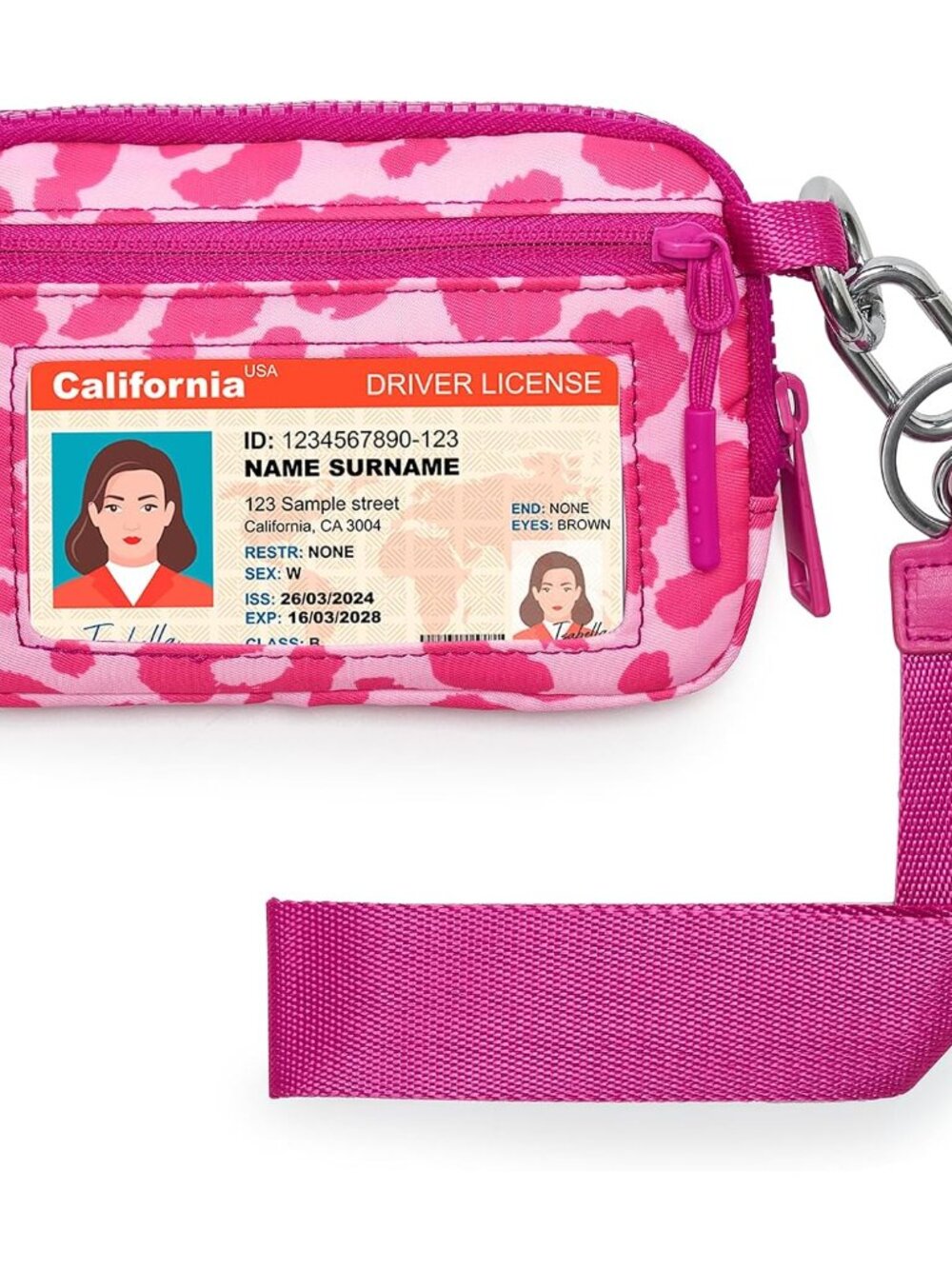 Small Wristlet Wallets for Women with Clear ID Window, Keychain Coin Purse